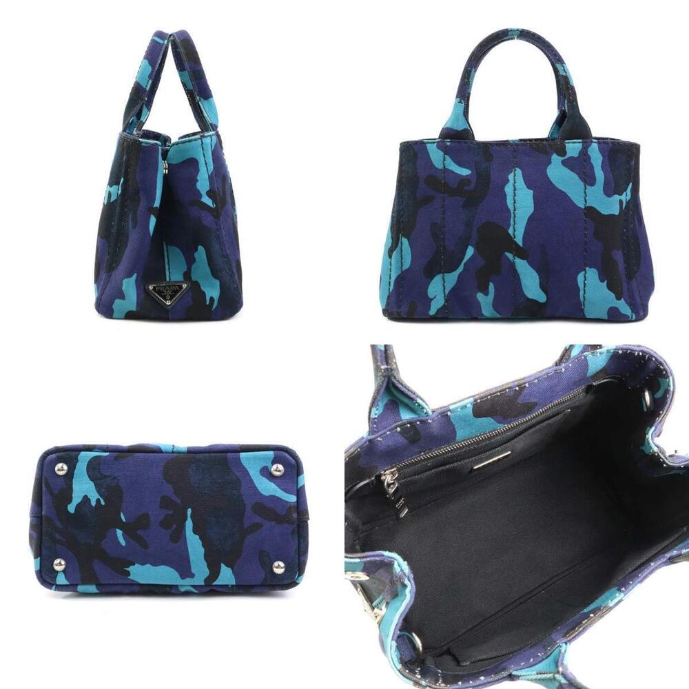 Prada black 2way Bag Blue Shoulder Navy Canapa canvas Black Blue